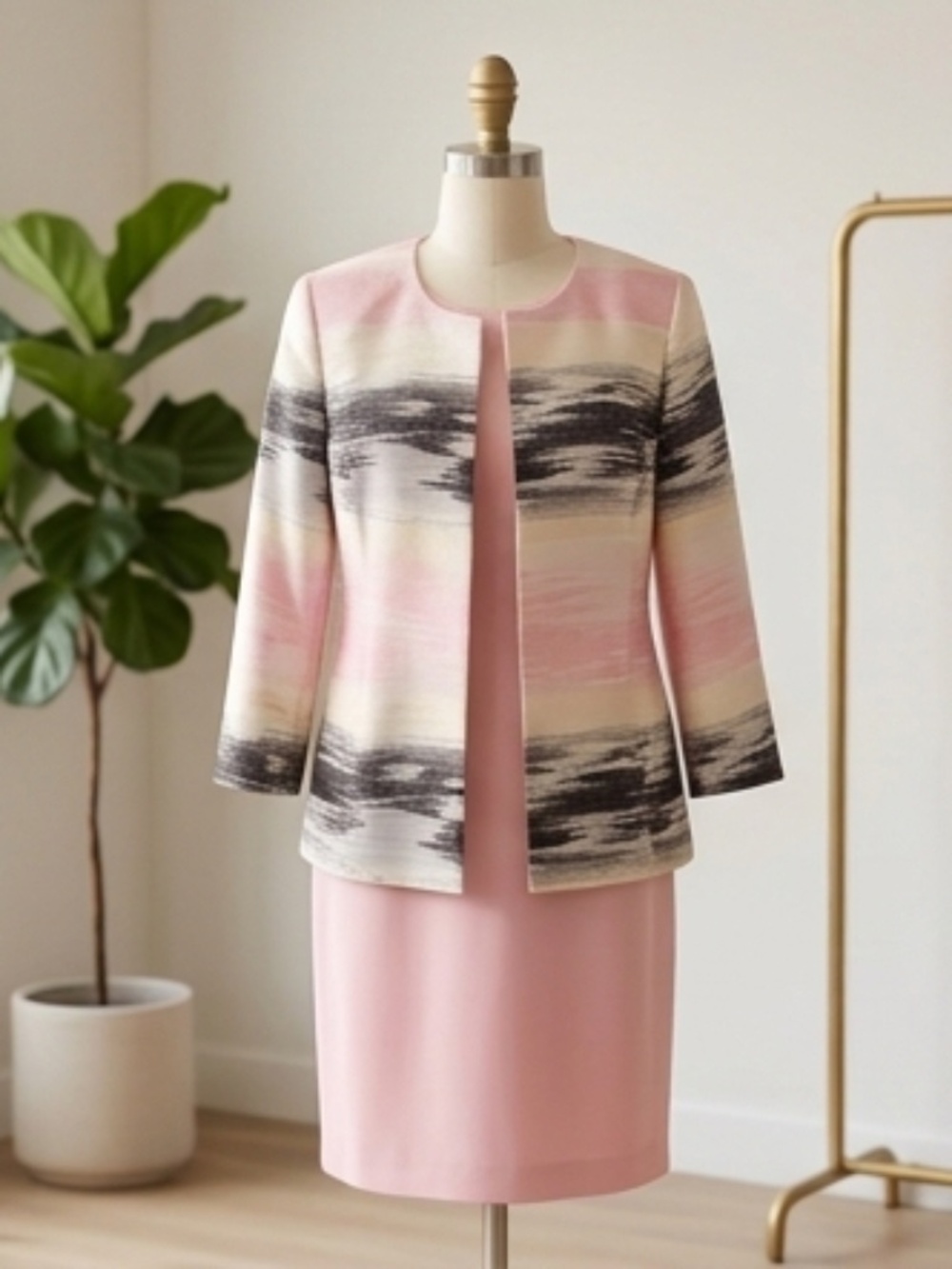 Pink and Gray Business Suit Dress